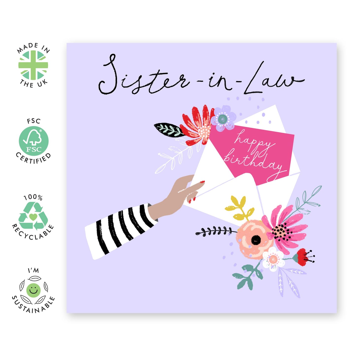 Sister In Law Birthday Cards For Women - Floral Love Cards For Her - Sister-in-law Gifts Presents - Elegant Happy Birthday Greeting Cards And Envelopes - Comes With Stickers By Central 23