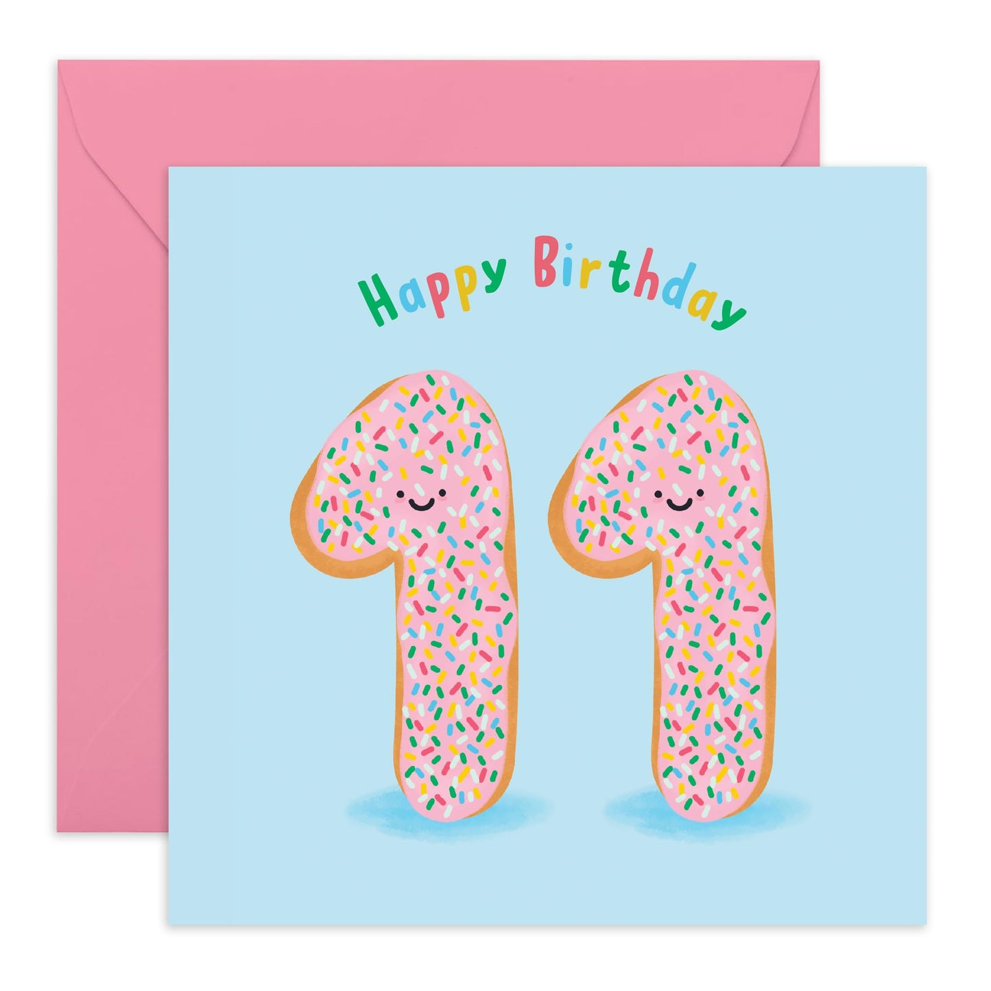11th Birthday Card For For Boys Girls - Donut Age 11 - Eleven Years Old - 1th Bday - Donut - Happy Eleventh Birthday Cards For Kids - Gifts For Son Daughter - Comes With Sticker By Central 23