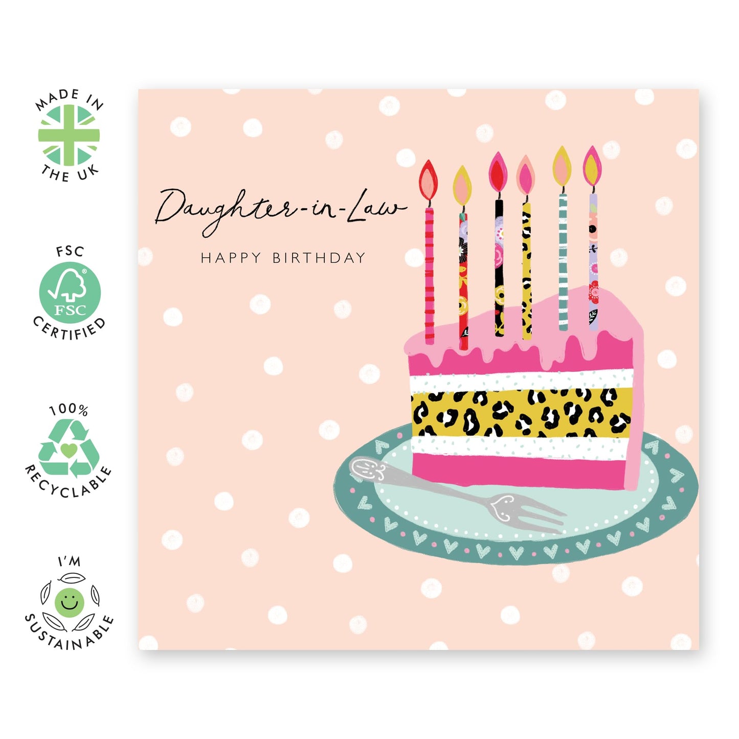 Daughter In Law Birthday Cards And Envelopes - Bday Cakes And Candles - Trendy Greeting Cards For Women Her Female - Birthday Card For Daughter-in-law - Comes With Stickers By Central 23