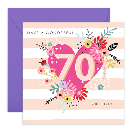 70th Birthday Card - Have A Wonderful Birthday - Sweet Birthday Card Gifts For Women - Nana Birthday Card - Mum Birthday Card - 70 Year Old - Comes With Stickers - By Central 23