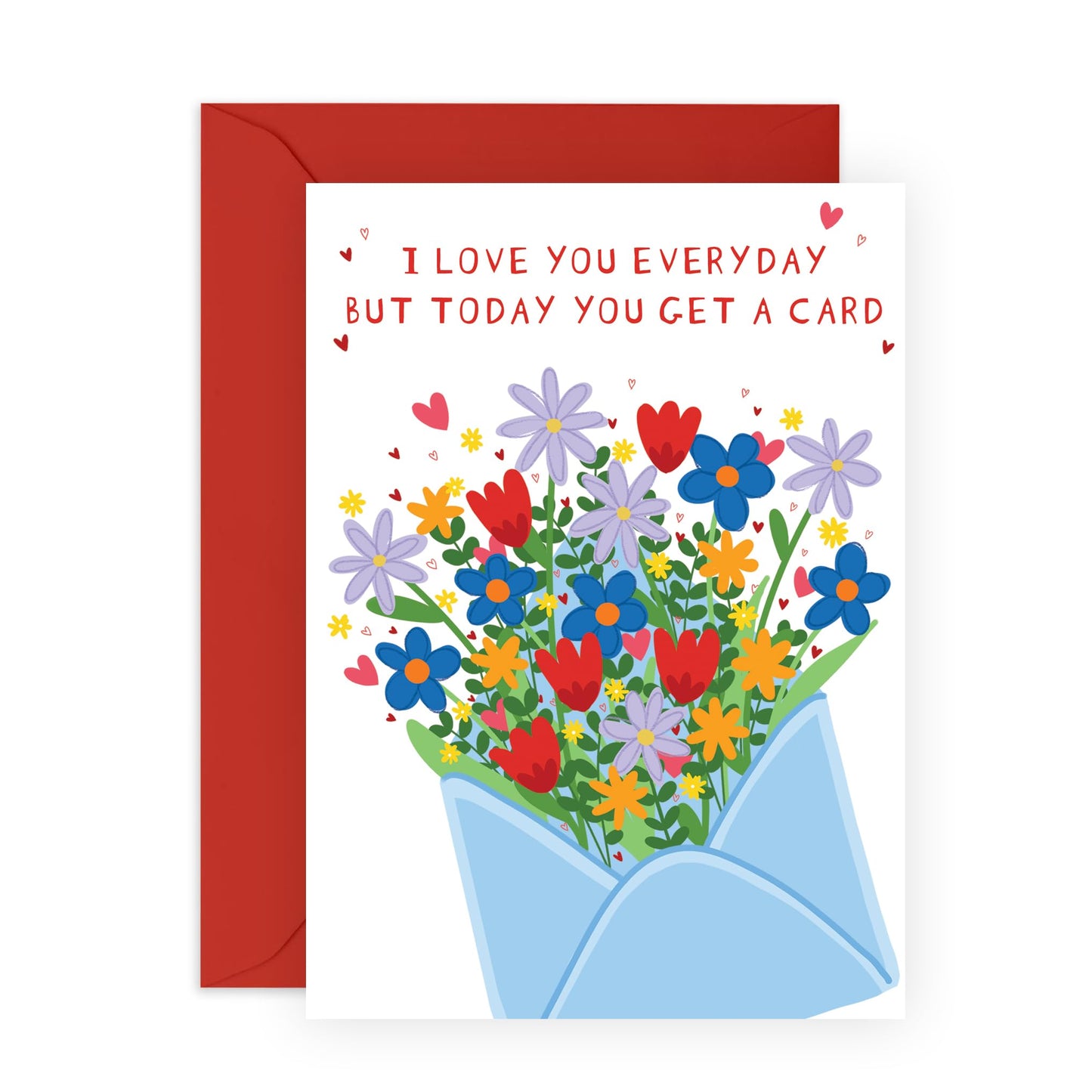 Sweet I Love You Card - 'Love You Everyday' - Gifts for Husband, Wife, Girlfriend, Boyfriend, Married Couples, His, Her - Flowers For You - Comes with Fun Stickers