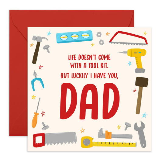 Greeting Card - 'DAD’S TOOL KIT' - Perfect for Celebrating Your Handy Dad with a Unique Design - Ideal for Showing Appreciation for the Dad Who Can Fix Anything - Comes With Stickers By Central 23