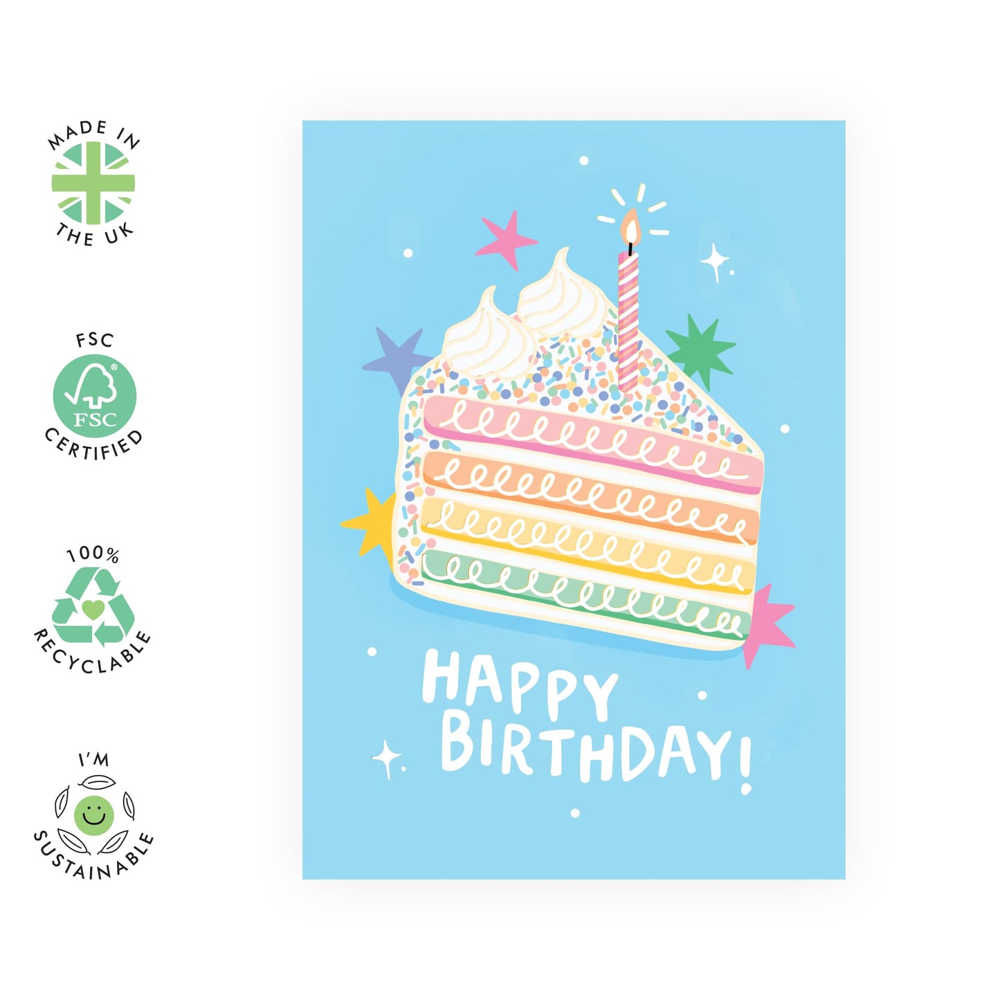 Blow Cake Birthday Card - 'Birthday Slice Of Cake' - Gifts for Besties, Best Friends, Colleagues, Officemate, Her, Co-worker, Sister, Grandma, Mum, Auntie - Candle - Comes with Fun Stickers