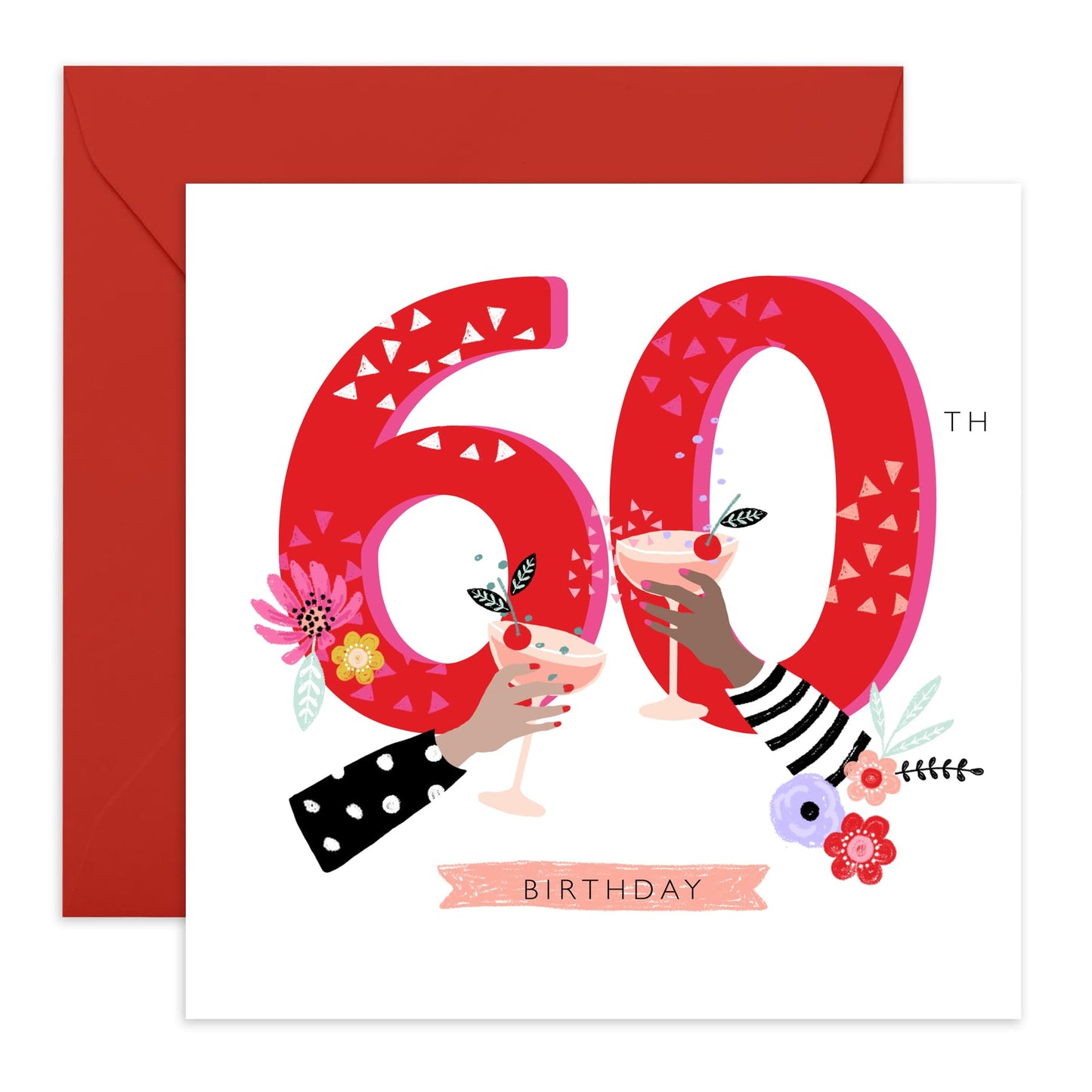 Sixtieth Birthday Cards For Her - Age Sixty Milestone Cards - 60th Birthday Card For Women - 60 Year Old Gifts For Mum Nan Wife Friends - Cocktails Celebration- Comes With Stickers By Central 23`