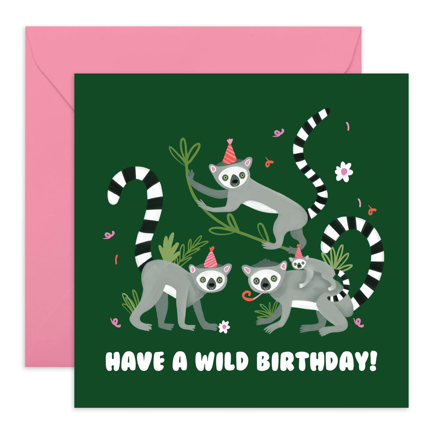 Kids Birthday Card - Have A Wild Birthday Lemur - Cute Animal Birthday Card - Greeting Cards For Kids - Birthday Card For Toddler - For Son Daughter - From Mum Dad - Comes With Stickers By Central 23