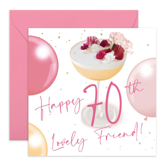 Elegant Birthday Card For Women Age 70 - 70th Lovely Friend - Happy 70th Birthday Cards - Gifts For Best Friend - For Fabulous Friends - Comes With Stickers By Central 23