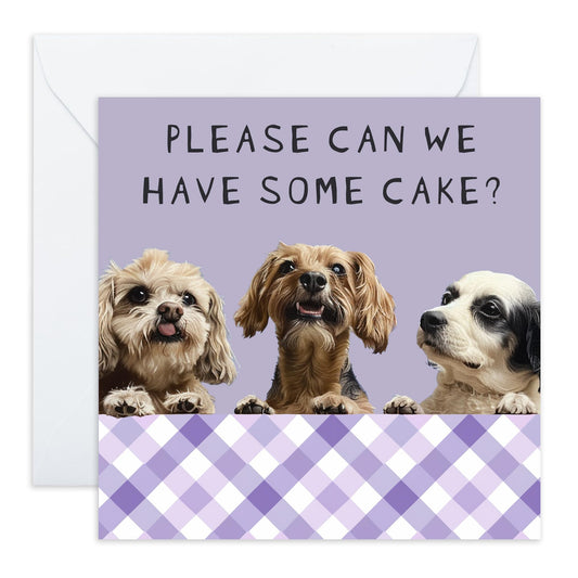 Adorable Birthday Card - 'Smell Birthday Cake' - Greetings for Workmates, Coworkers, Colleagues,Classmates , Best Friend, Mate, BFF & Family - Dogs Waiting - Comes with Fun Stickers