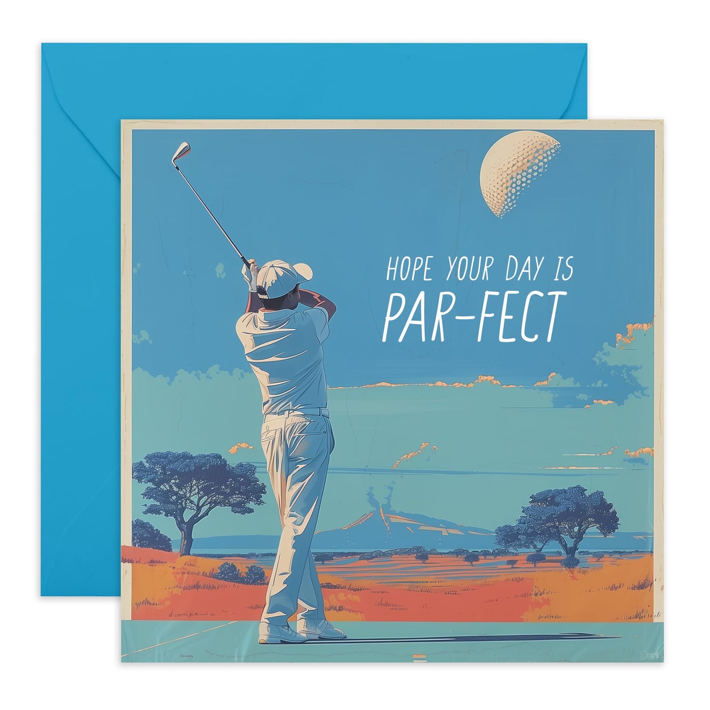 Greeting Card - 'PAR-FECT DAY GOLFER' - Perfect for Celebrating a Golf Lovers - Ideal for Adding a Touch of Humor and Appreciation for Him, Husband, or Boyfriend - Comes With Stickers By Central 23