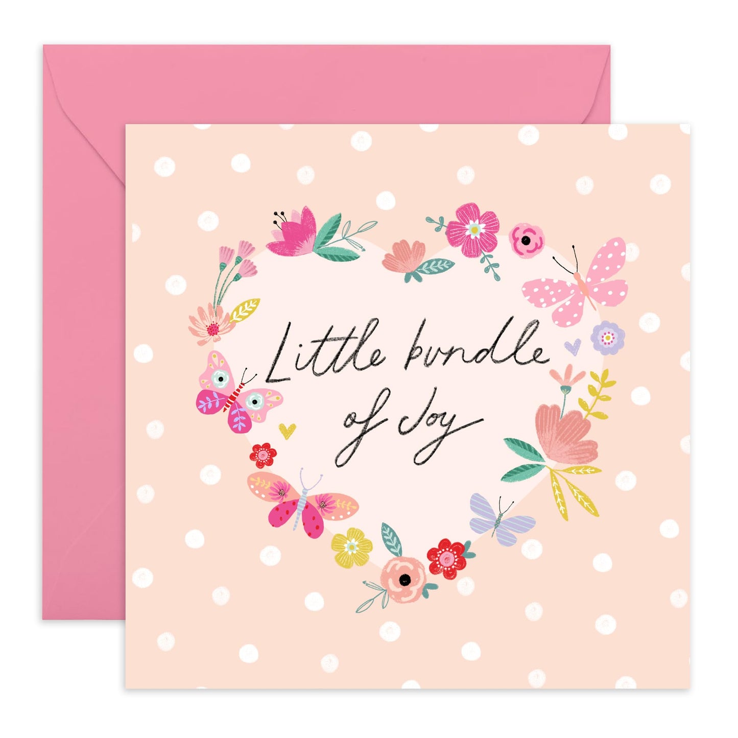 New Baby Girl Card - Little Bundle Of Joy - Baby Shower Gifts For New Parents - Congratulations Card For Mum And Dad - Comes With Stickers - By Central 23