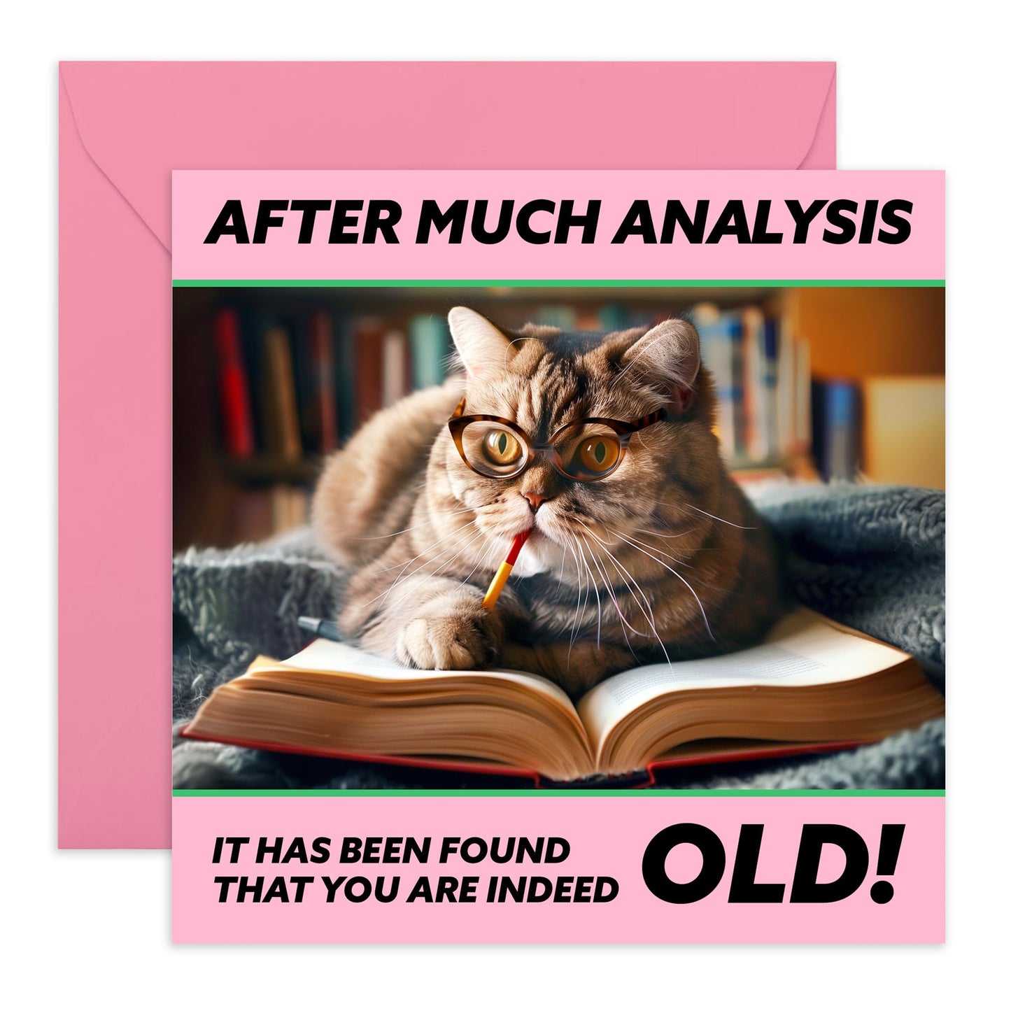 Greeting Card - 'INDEED OLD CAT' - Perfect for Cat Lovers and Celebrating Aging with Humor - Ideal for Birthdays or Any Occasion - Adds a Fun, Feline Twist - Comes With Stickers By Central 23