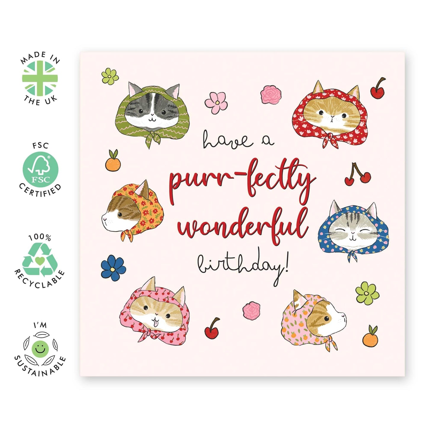 Cat Birthday Cards For Women - Purr-fectly Wonderful Birthday - Happy Birthday Card From The Cat - Gifts For Cat Mum - Greeting Cards For Women Female Friend - Comes With Stickers - By Central 23
