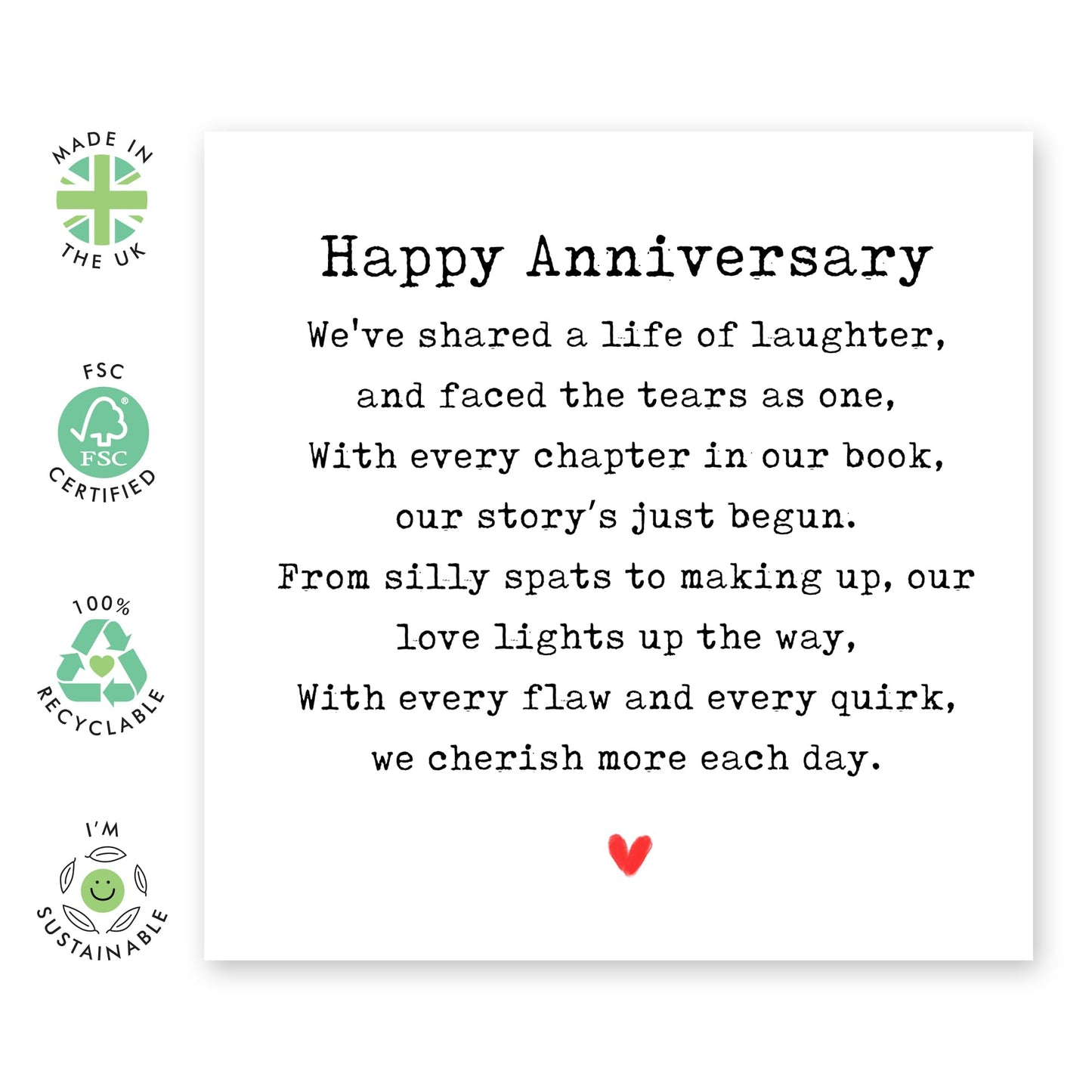 Romantic Anniversary Card - 'Anniversary Poem' - I Love You Gift for Married Couples, Wife, Husband, Spouse, Partner, Him, Her, Girlfriend, Boyfriend- Heartfelt - Comes with Fun Stickers