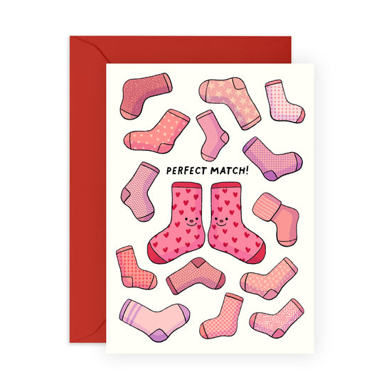 Cute & Romantic Anniversary Card - 'Perfect Match' - Anniversary & Valentines Gifts for Couples, Parents, Husband & Wife - Perfect Pair - Comes with Fun Stickers