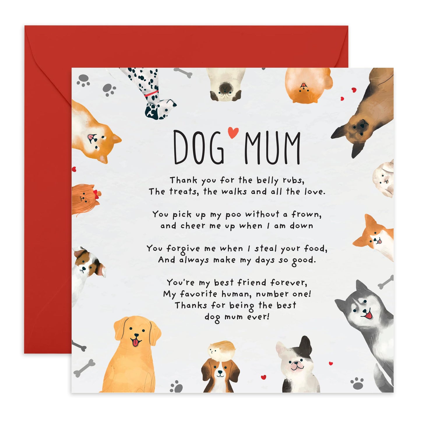 Birthday Card for Fur Mums - Dog Mum - Cute Thank You Cards For Her, Pet Lovers, Dog Owners, Women, Friends, Bestie, BFF, Wife, Girlfriend, Colleague, Sister - Mothers Day Card -Comes With Stickers