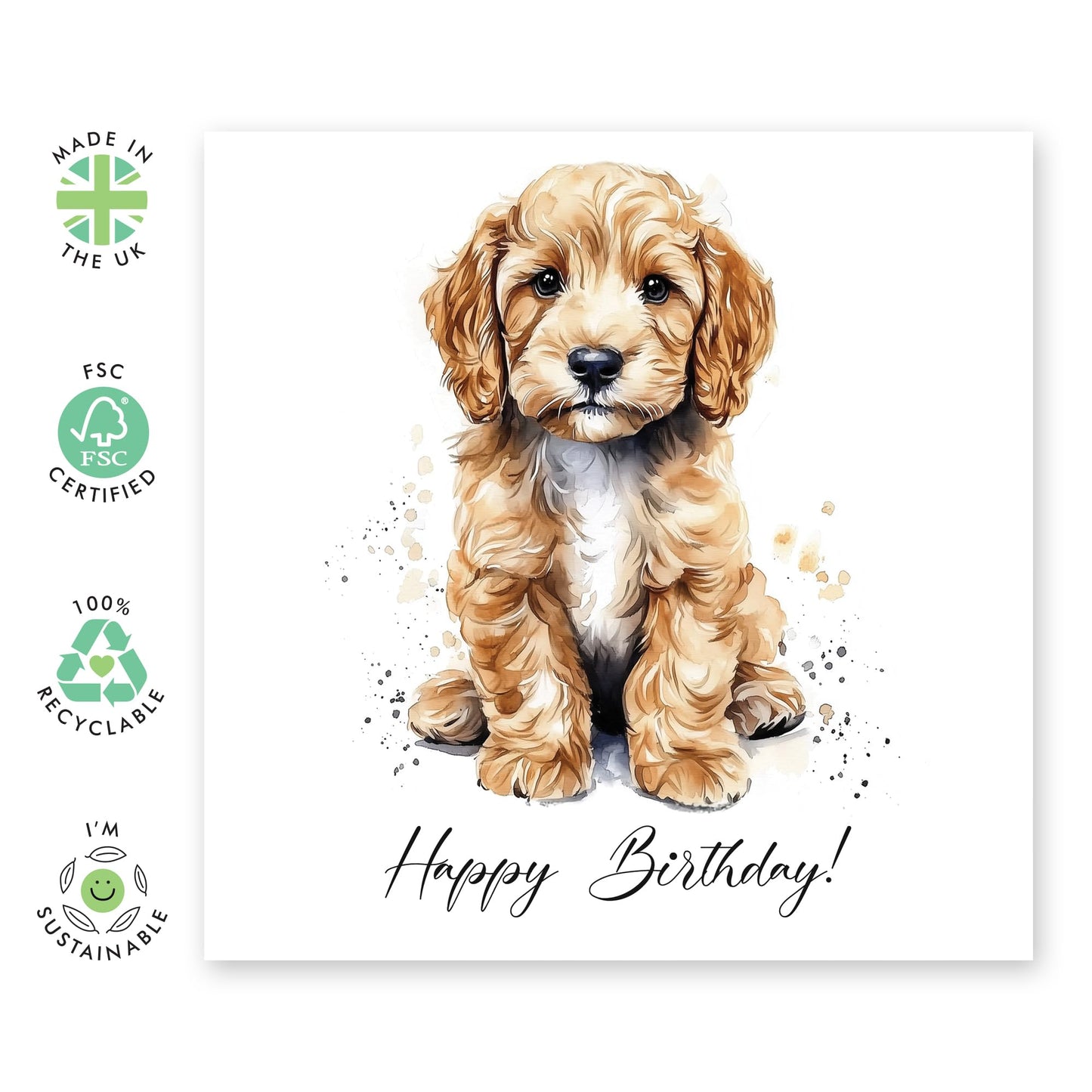 Puppy Birthday Card - 'Happy Birthday Dog' - Gifts for Dog Lovers, Fur Mum and Dad, Best Friends, Besties, BFF,Girlfriends, Sister - Adorable Pet - Comes with Fun Stickers