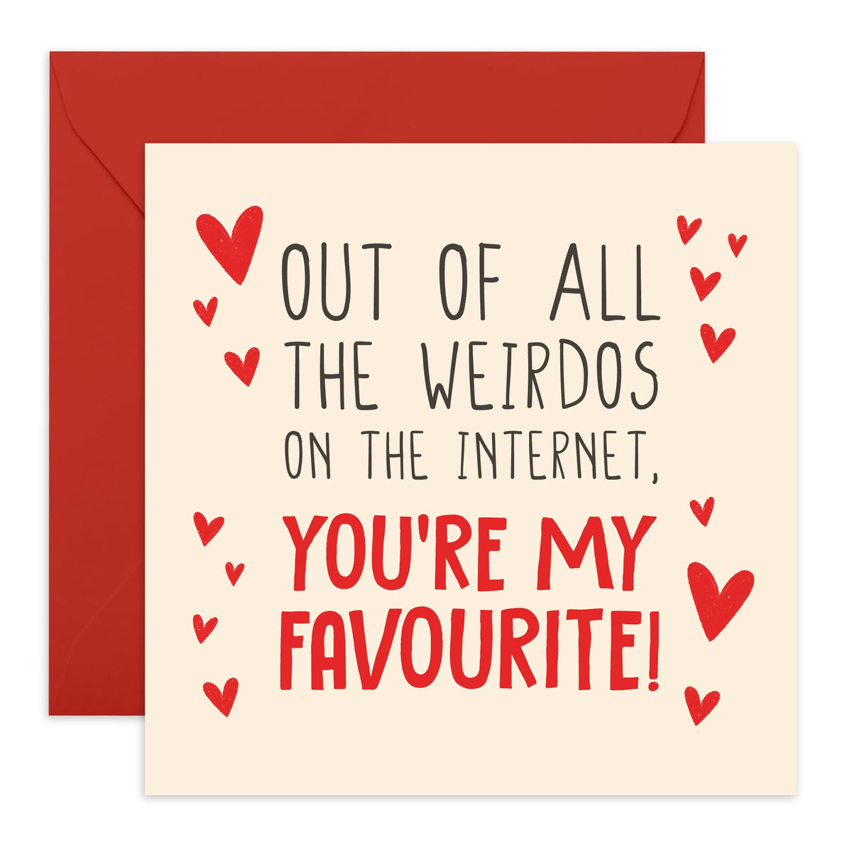 Birthday Card For Women - Favourite Weirdo On The Internet - Mothers Day Card From Son Daughter - Wife Anniversary Card - Love Cards For Her - Comes With Stickers By Central 23