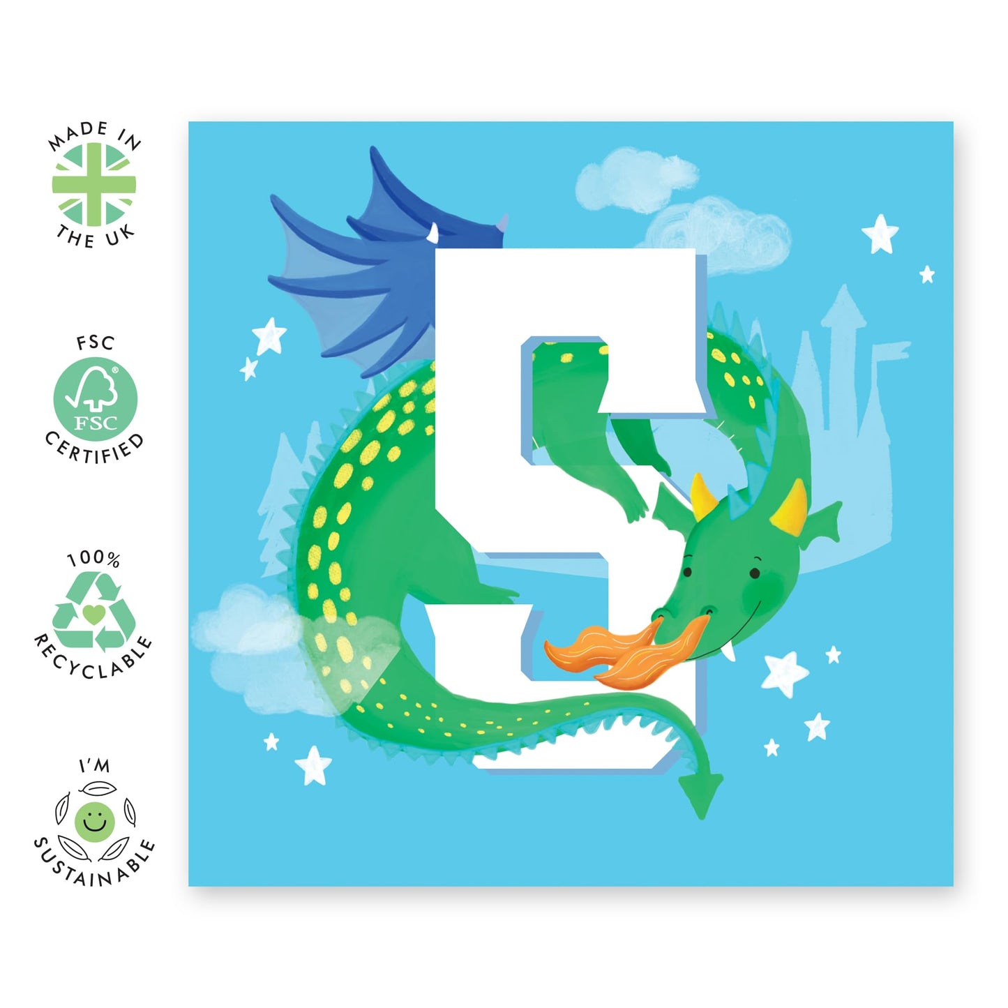 Birthday Card 5 Year Old Boy - Dragon Age 5 - Happy 5th Birthday Card For Kids - Five Years Old - 5th Bday - Gifts For Son Nephew Grandson - From Mum Dad - Comes With Fun Stickers - By Central 23