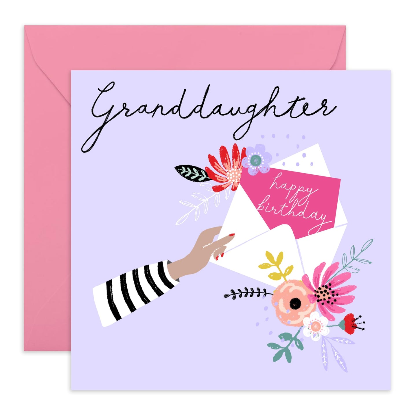 Purple Birthday Cards For Women - Granddaughter Birthday Cards For Her - Floral Cards And Envelopes For Girls - Granddaughter Gifts - Comes With Fun Stickers By Central 23
