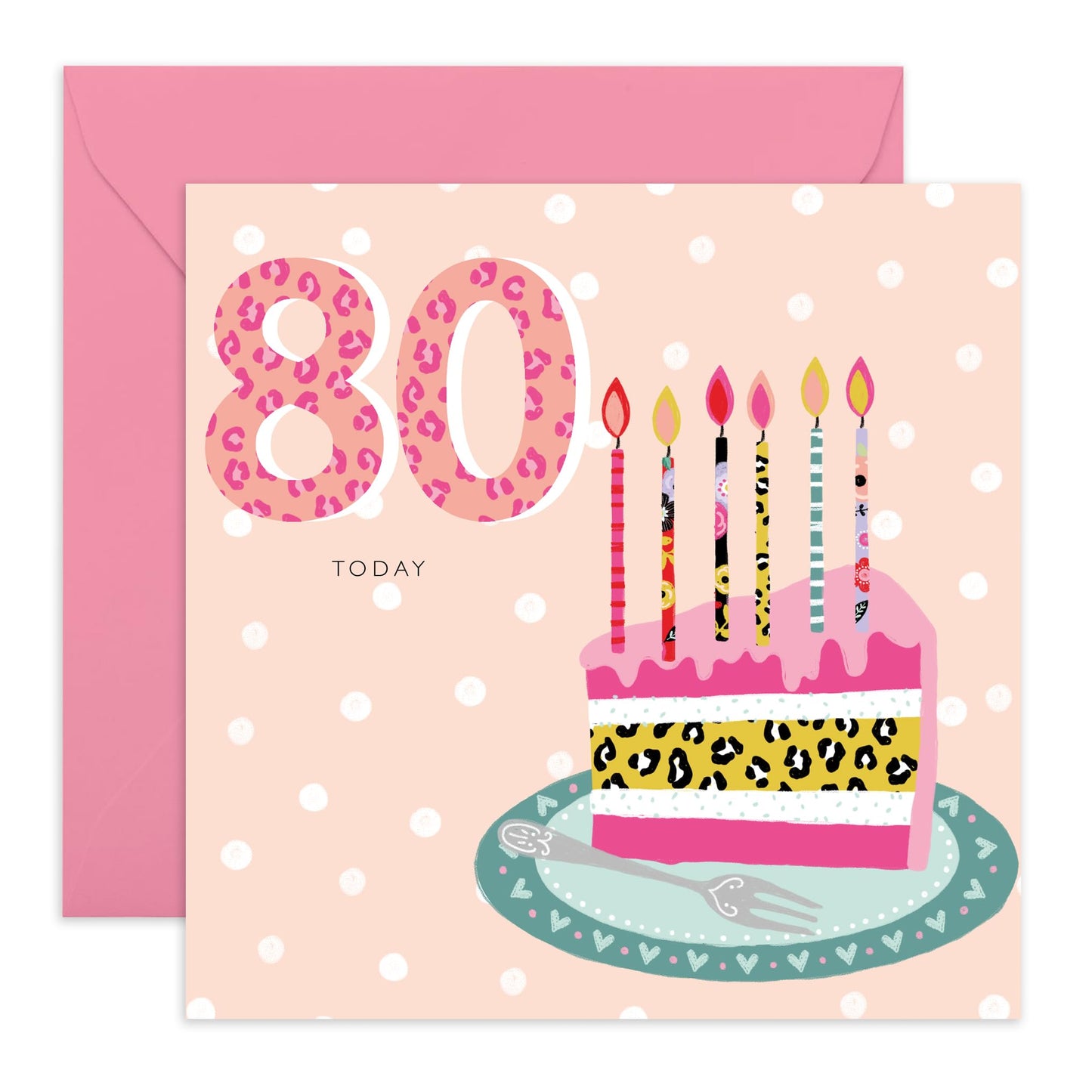 80th Birthday Card For Grandmum - 80th Leopard Cake - Grandma Birthday Greeting Card - Gifts For Her - Happy Eightieth Birthday Cards Grandmother - Comes With Fun Stickers By Central 23