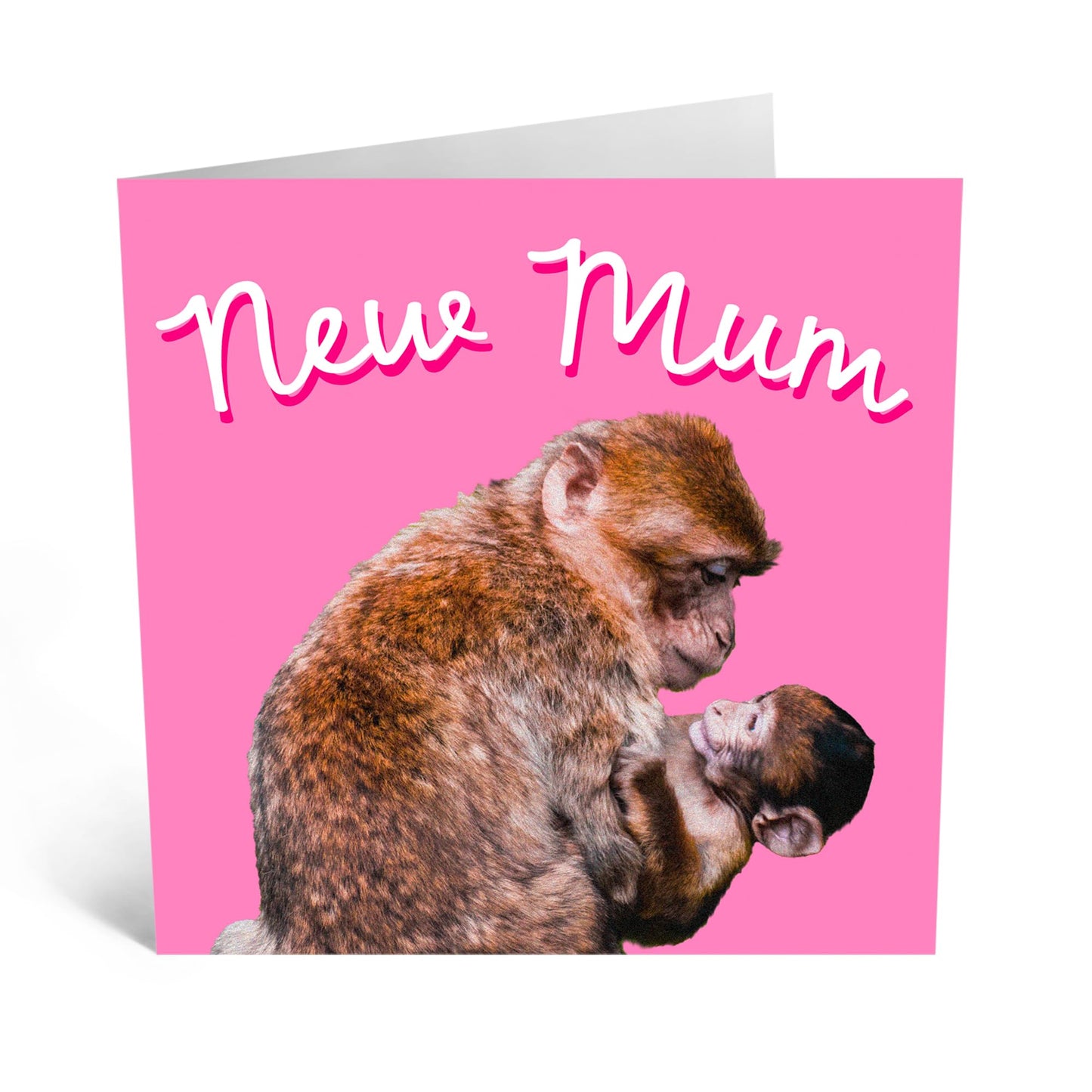 Cute Greeting Card for Her - 'NEW MUM MONKEYS' - Birthday Cards for Mum, Mama, Mam, Ma, Women - New Mother or Parent - Fun Mothers Day Card Ideas from Friends and Family -Comes With Stickers