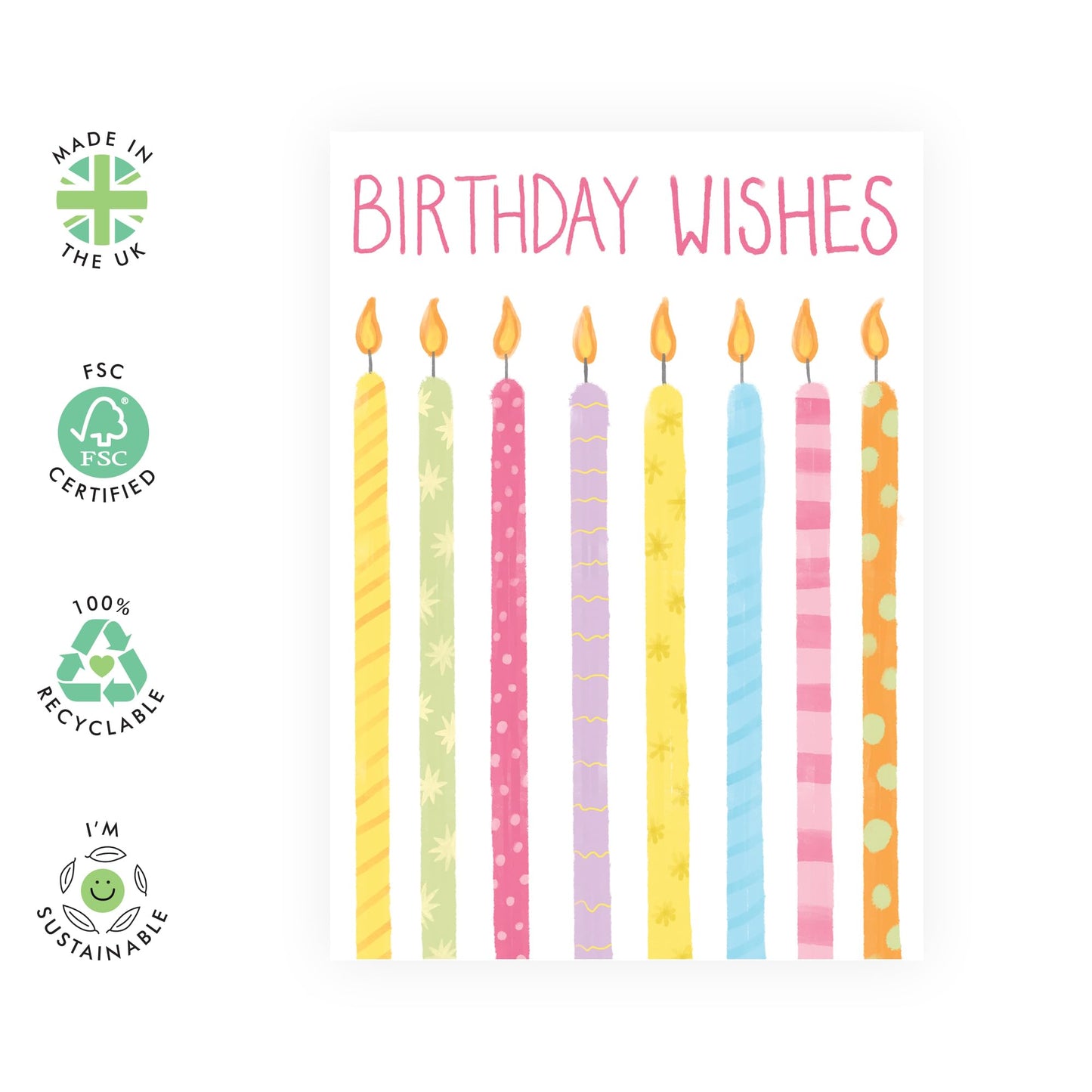 Candles Birthday Card - 'Birthday Wishes Candles' - Gifts for Best Friends, Besties, BFF,Girlfriends, Sister, Sis, Co-workers, Colleagues, Family - Make A Wish - Comes with Fun Stickers