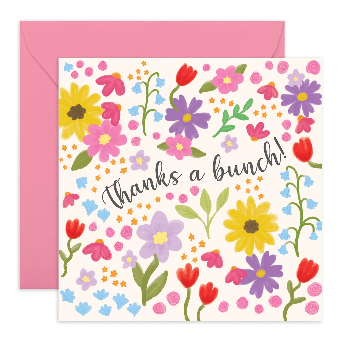Thank You Greeting Card - 'Thanks A Bunch' - Gift for Besties, Best Friends, Colleagues, Coworkers, BFF, Cousin, Coworkers, Sis, Family - Appreciation - Comes with Fun Stickers