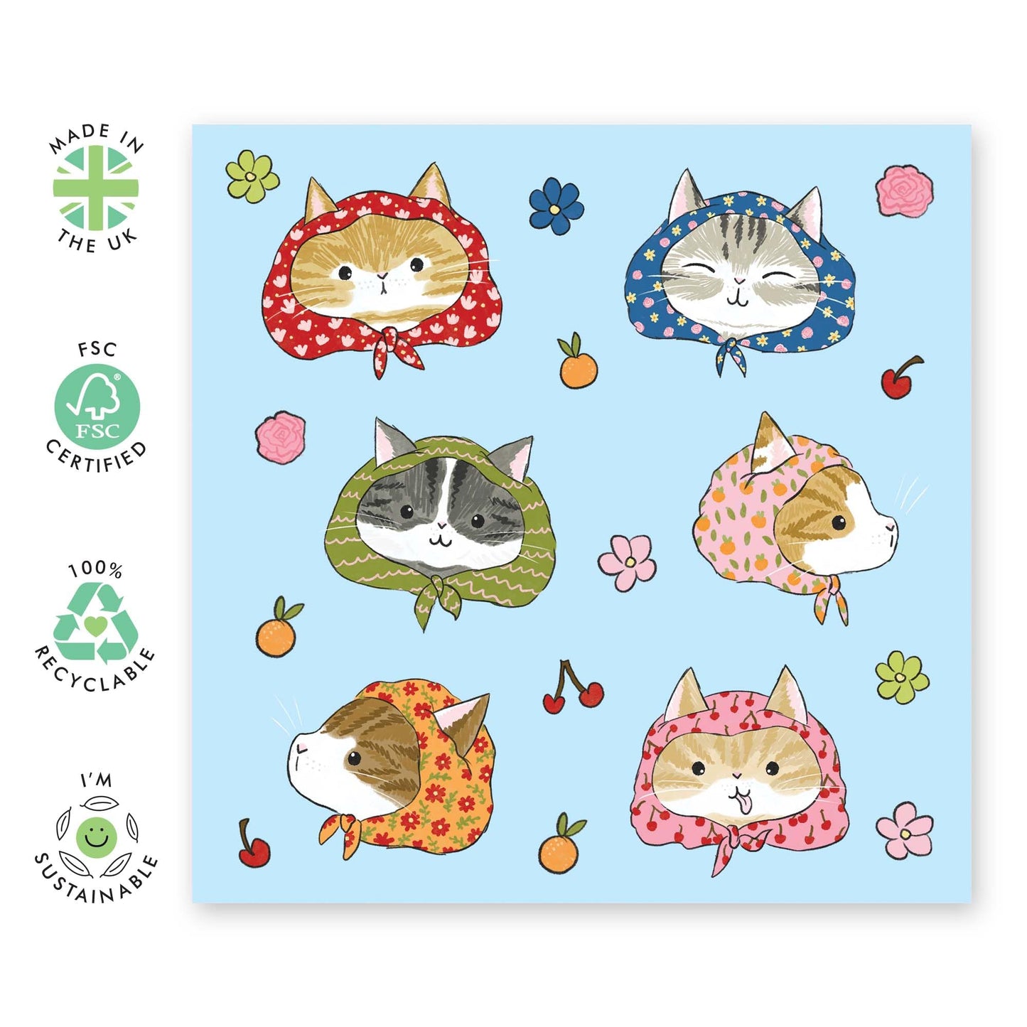 Happy Birthday Mum From The Cat - Cats Wearing Headscarf - Funny Birthday Cards For Women Sister Niece Girlfriend Wife - Greeting Cards For Cat Ladies - Comes With Stickers - By Central 23
