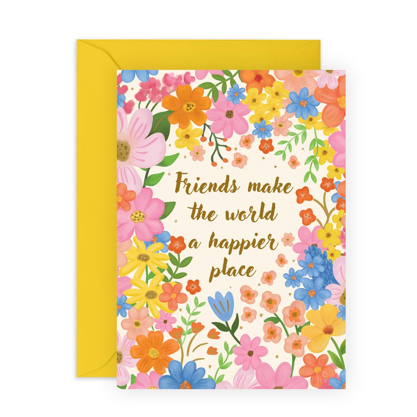 Friendly Greeting Card - 'Floral Friends' - Gifts for Besties, Best Friends, Girlfriends, Gals, Ladies, Her, Colleagues - Thank You Friend - Comes with Fun Stickers
