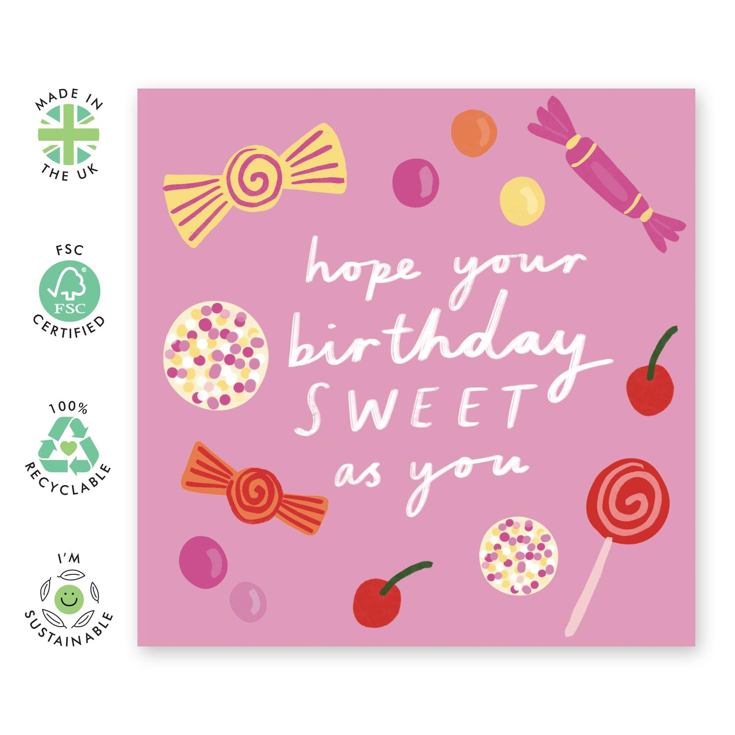 Candies Birthday Card - 'Sweets Birthday' - Gifts for Best Friends, Besties, BFF,Girlfriends, Sister, Sis, Gals, Wife, Girlfriend, Her - Sugar Rush - Comes with Fun Stickers