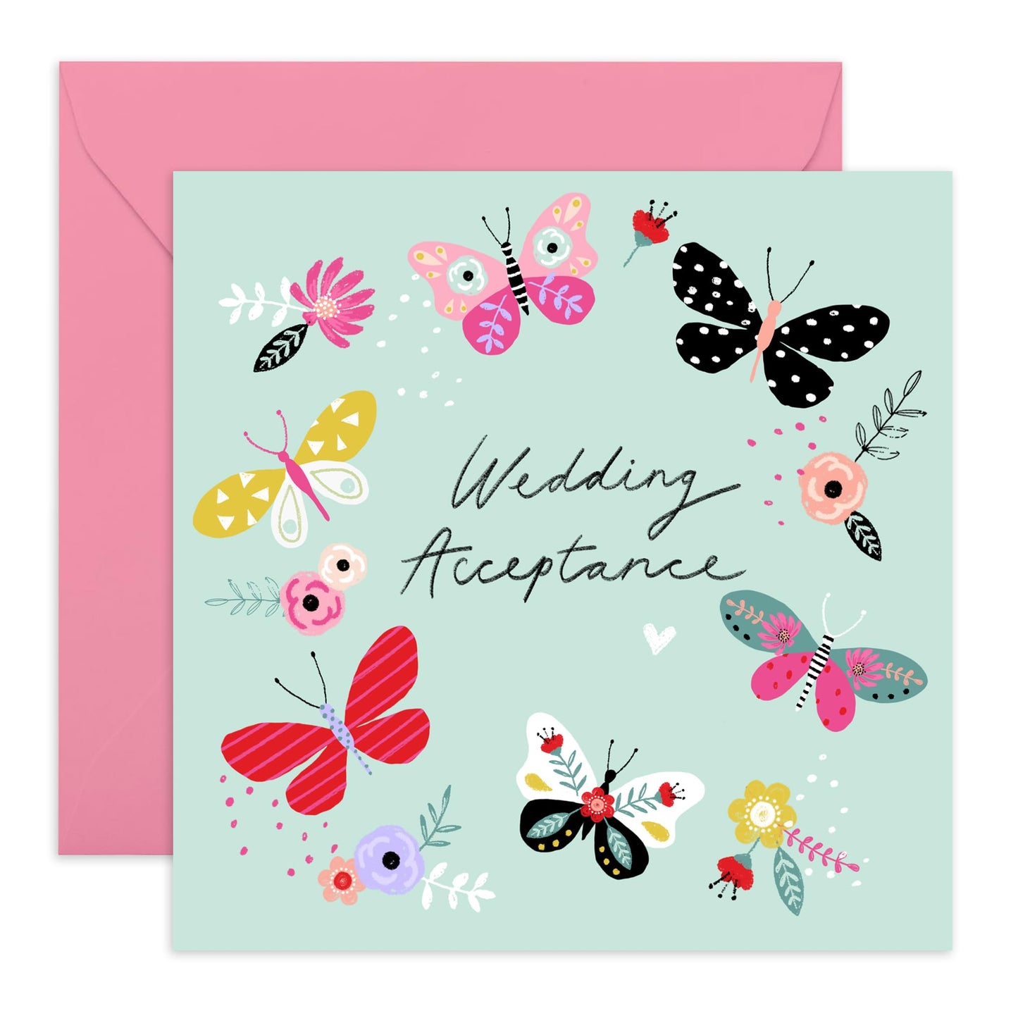 Wedding Acceptance Card For Entourage - Wedding Acceptance Butterflies - Rsvp Reply Card For Bridesmaid Groomsman - Wedding Invitations From Groom Bride - Comes With Fun Stickers By Central 23