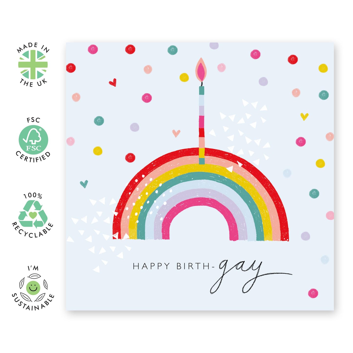 Make A Wish Happy Birthday Card - 'LGBT 4' - Gifts for Gays, Her, She - Colours & Candle - Comes with Fun Stickers