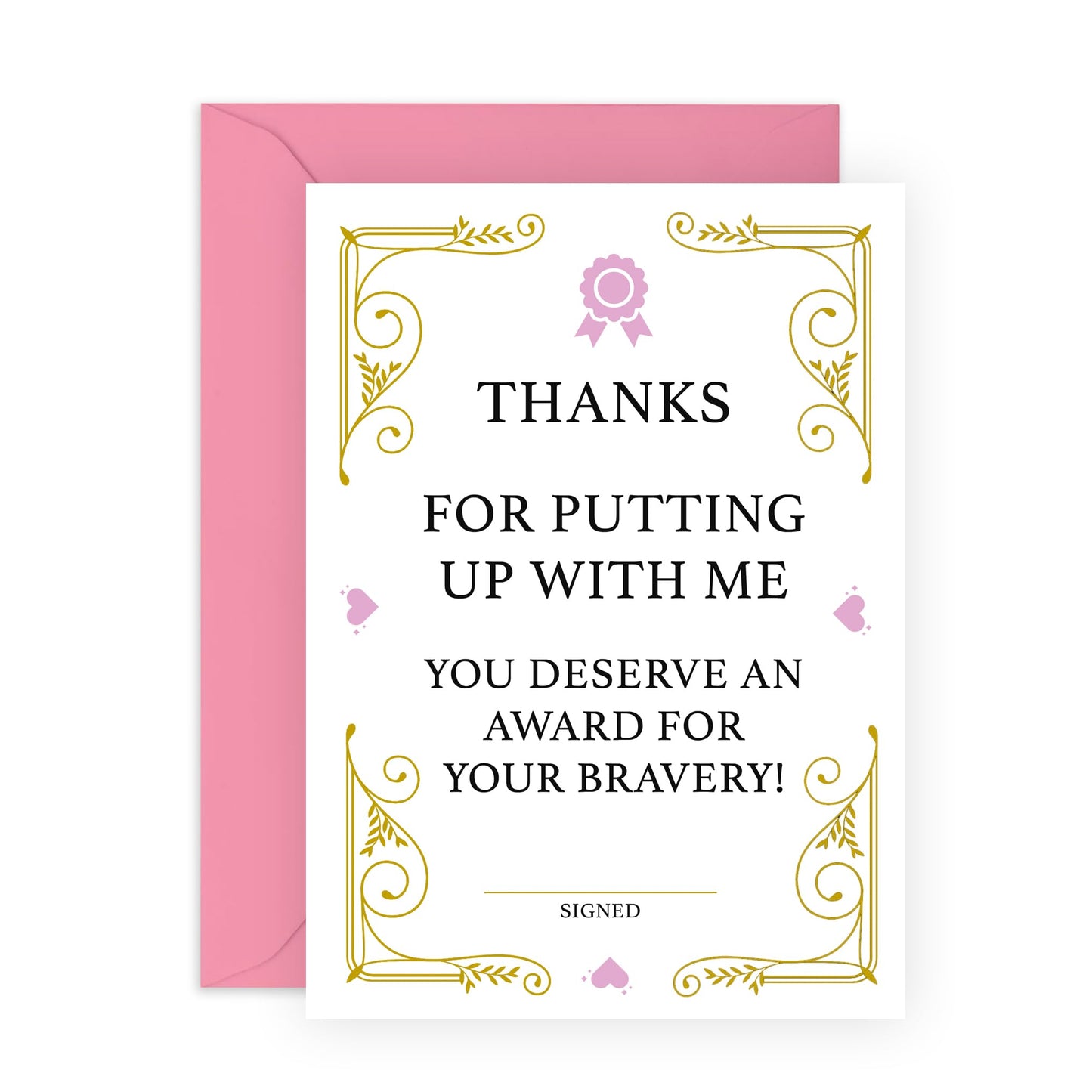 Thank You Card For Men Women - Award For Your Bravery 2 - Cheeky Appreciation Card For Cousin - Humour Gifts For Him Her - For Uncle Aunt- Comes With Fun Stickers By Central 23