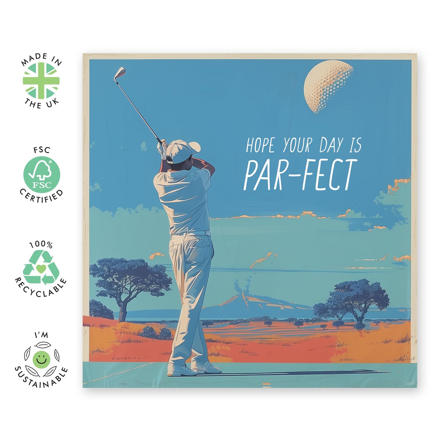Greeting Card - 'PAR-FECT DAY GOLFER' - Perfect for Celebrating a Golf Lovers - Ideal for Adding a Touch of Humor and Appreciation for Him, Husband, or Boyfriend - Comes With Stickers By Central 23