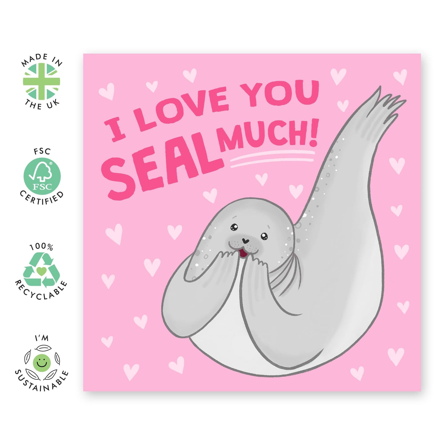 Greeting Card For Couple - I Love You Seal Much - Valentines Day Card Girlfriend Boyfriend - Greeting Cards Fiance - Anniversary Card Husband Wife - Comes With Fun Stickers By Central 23