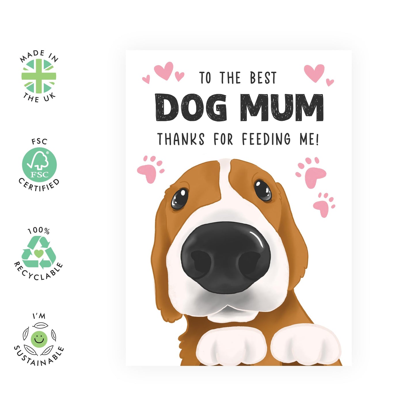 Dog Birthday Cards For Women - To The Best Dog Mum - Cute Birthday Card From Dog - Thank You Greeting Cards For Wife Girlfriend - For Dog Lovers - Comes With Stickers - By Central 23