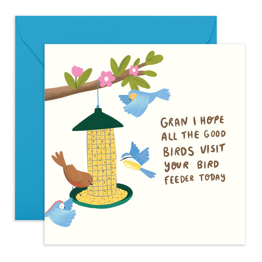 Sweet Birthday Cards for Grandma - Gran's Birds - Gifts for Grandmother, Granny, Nana, Nan, Her, Family - Mothers Day Card from Grandson or Grandaughter - Comes With Fun Stickers