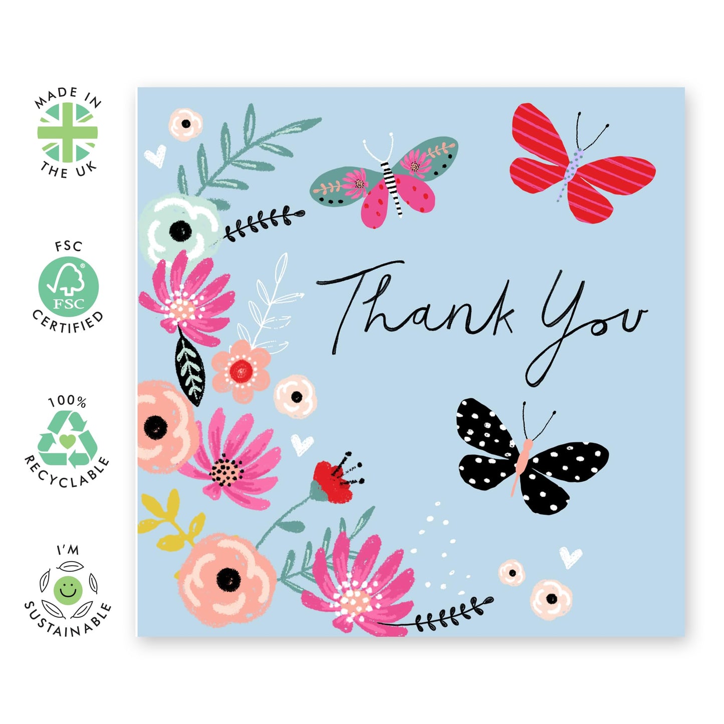 Thank You Cards For Men Women - Flowers Butterfly - Sweet Thank You Notes With Envelopes - For Wedding Baby Shower - Appreciation Gifts For Friends Kids - Comes With Fun Stickers By Central 23