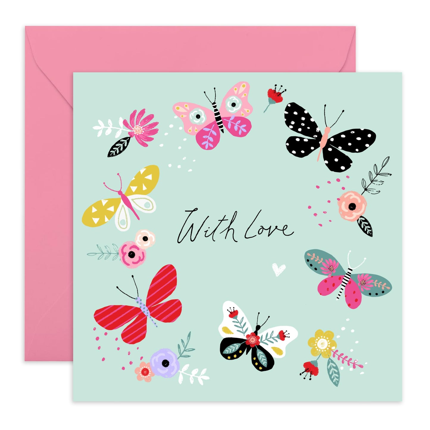 Love Cards For Her - With Love Butterflies - Valentines Card Girlfriend - Mothers Day Card From Son Daughter - Wife Anniversary Card - Birthday Card For Women - Comes With Stickers By Central 23