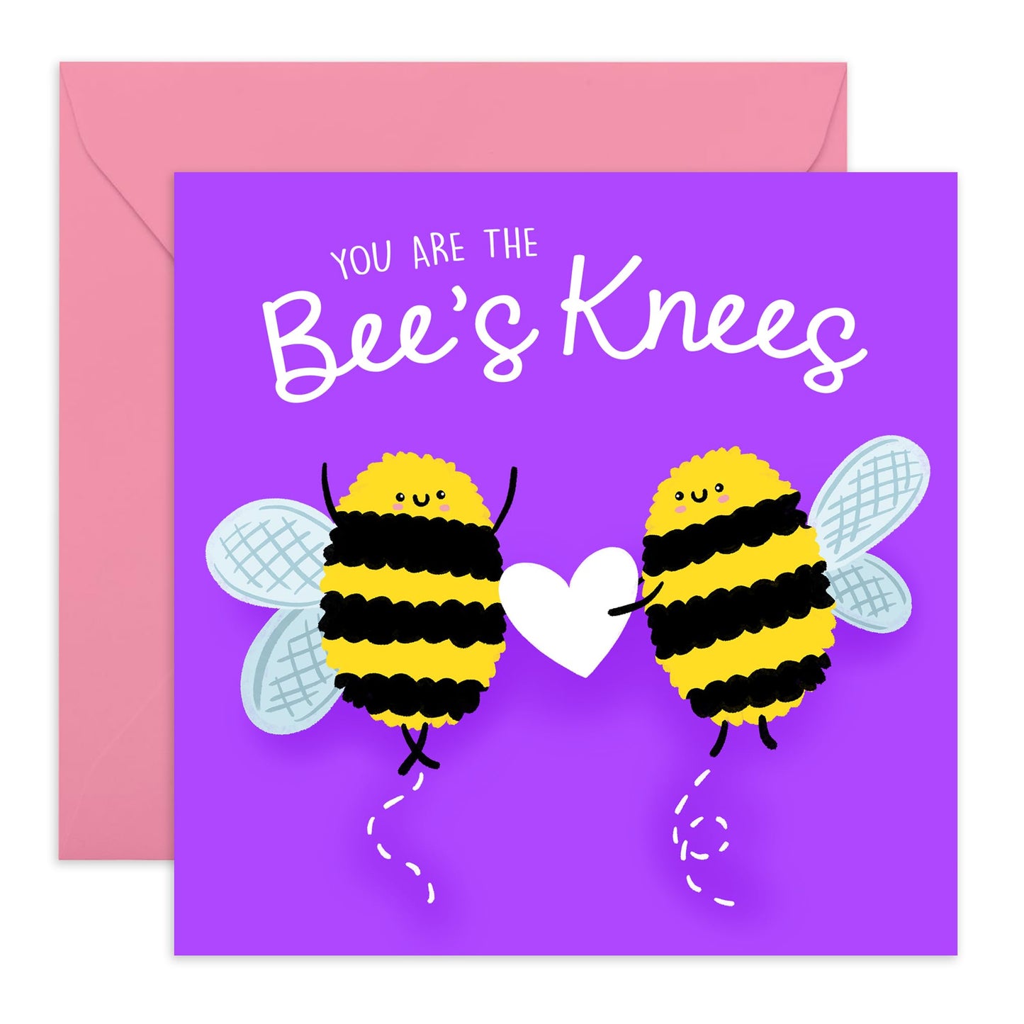 Purple Birthday Cards For Girlfriend - You Are The Bees Knees - Bee Anniversary Greeting Cards For Boyfriend - Gifts For Him Her Husband Wife Partner - Comes With Fun Stickers By Central 23