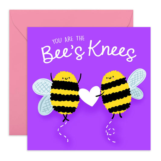 Purple Birthday Cards For Girlfriend - You Are The Bees Knees - Bee Anniversary Greeting Cards For Boyfriend - Gifts For Him Her Husband Wife Partner - Comes With Fun Stickers By Central 23