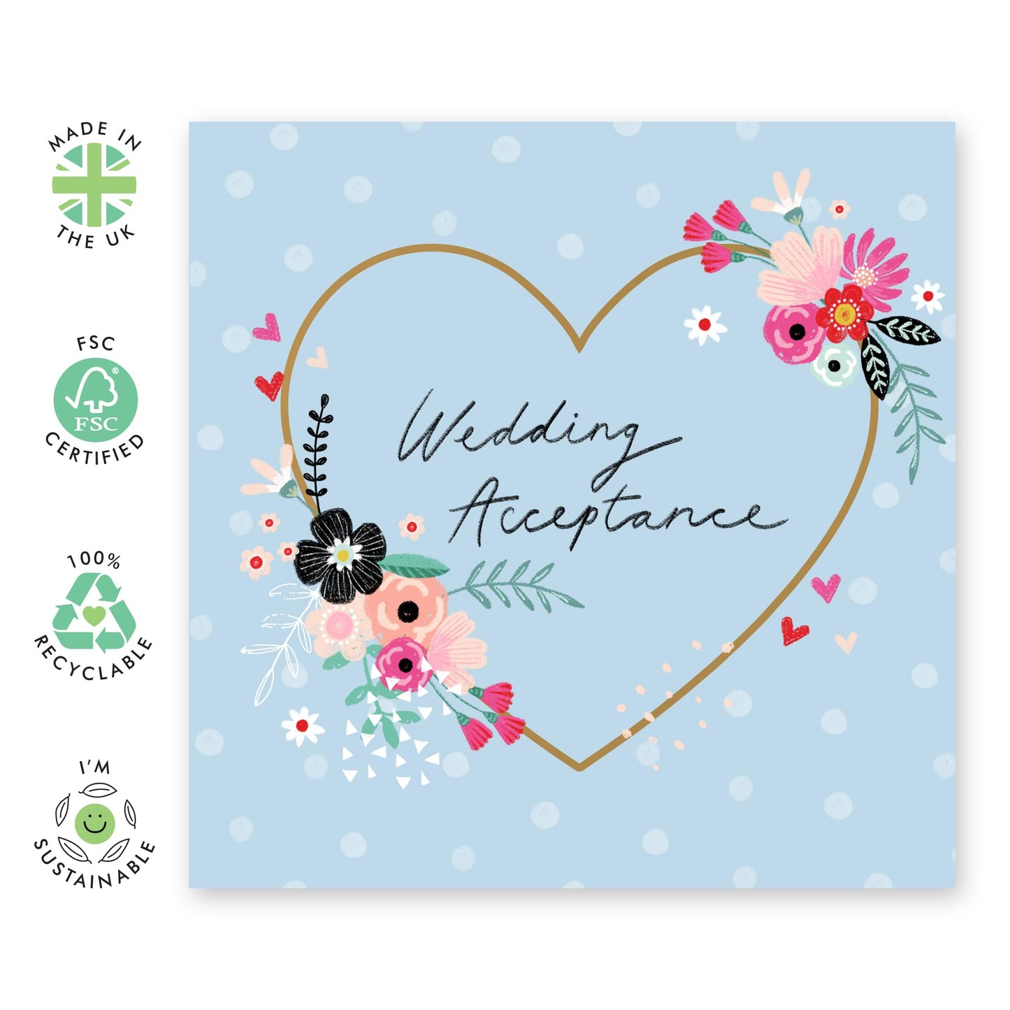 Wedding Acceptance Card From Groom Bride - Wedding Acceptance Spotty - Rsvp Reply Card For Friends - Wedding Invitations For Women Men - Floral Card For Guest - Comes With Fun Stickers By Central 23