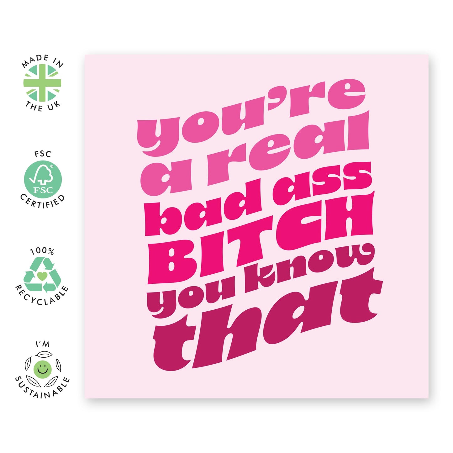 Cool Birthday Card for Her – “You’re a Real Bad As* B*tch” – Bold & Sassy Gifts for Women, Friends, Mum, Sister, Auntie, Grandma, Nanny, Colleagues, Neighbours, Besties, BFF - Comes with Fun Stickers