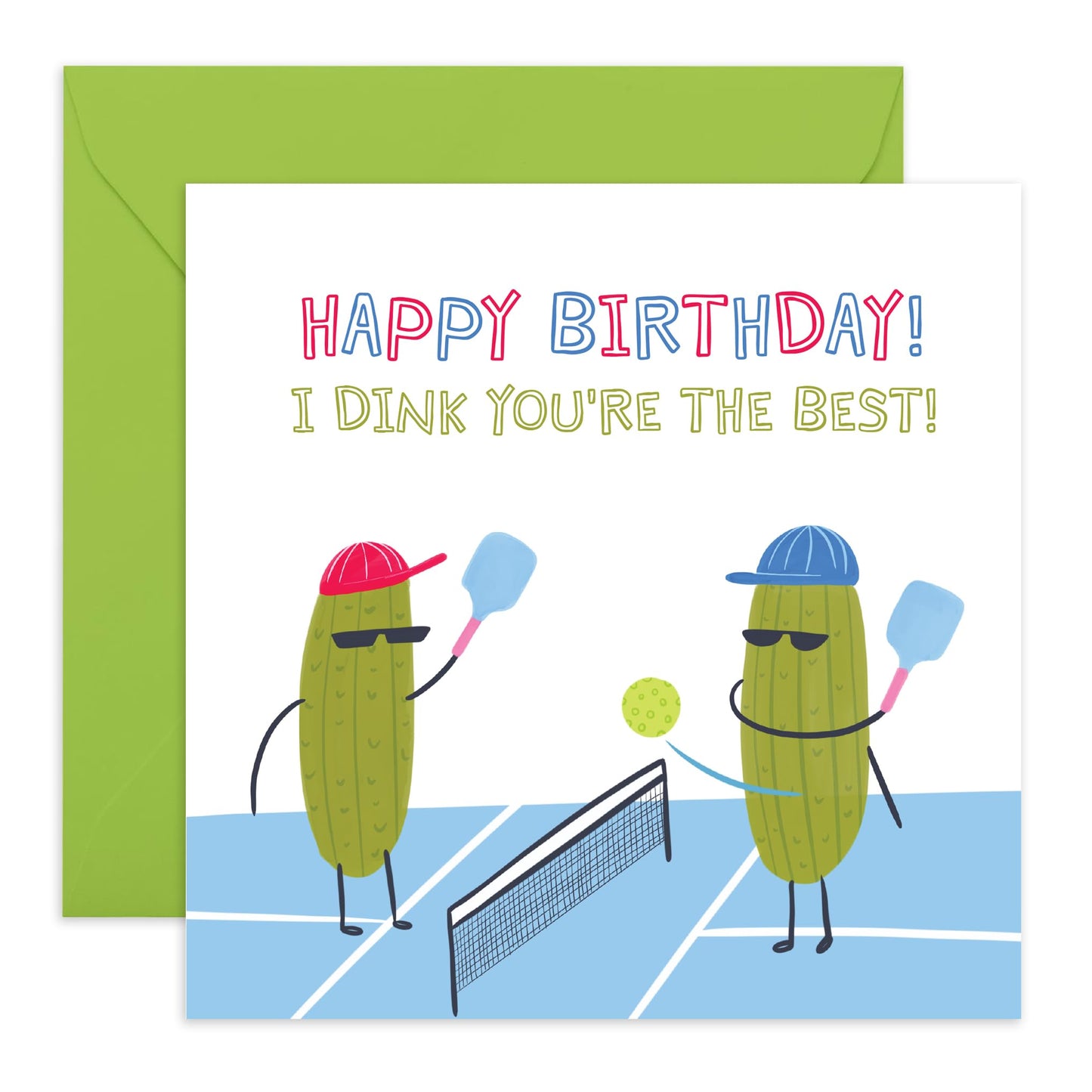 Cute Happy Birthday Card - 'Birthday Dink You're The Best' - Gifts for Couples, Wife, Husband, Spouse, Partner, Him, Her, BFFs, Best Friend - Tennis Partner - Comes with Fun Stickers