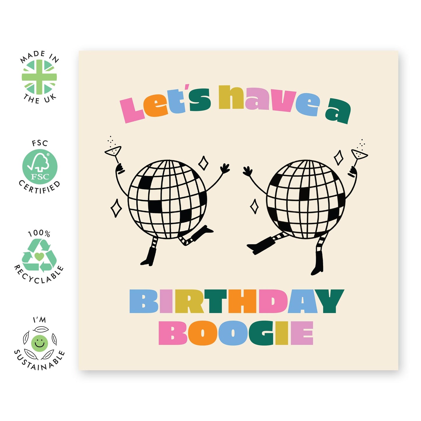 Birthday Cards For Women - Let's Have A Birthday Boogie - Retro Birthday Card - Female Birthday Gifts - Gifts For Sister Friend Mum Ladies - Comes With Fun Stickers By Central 23