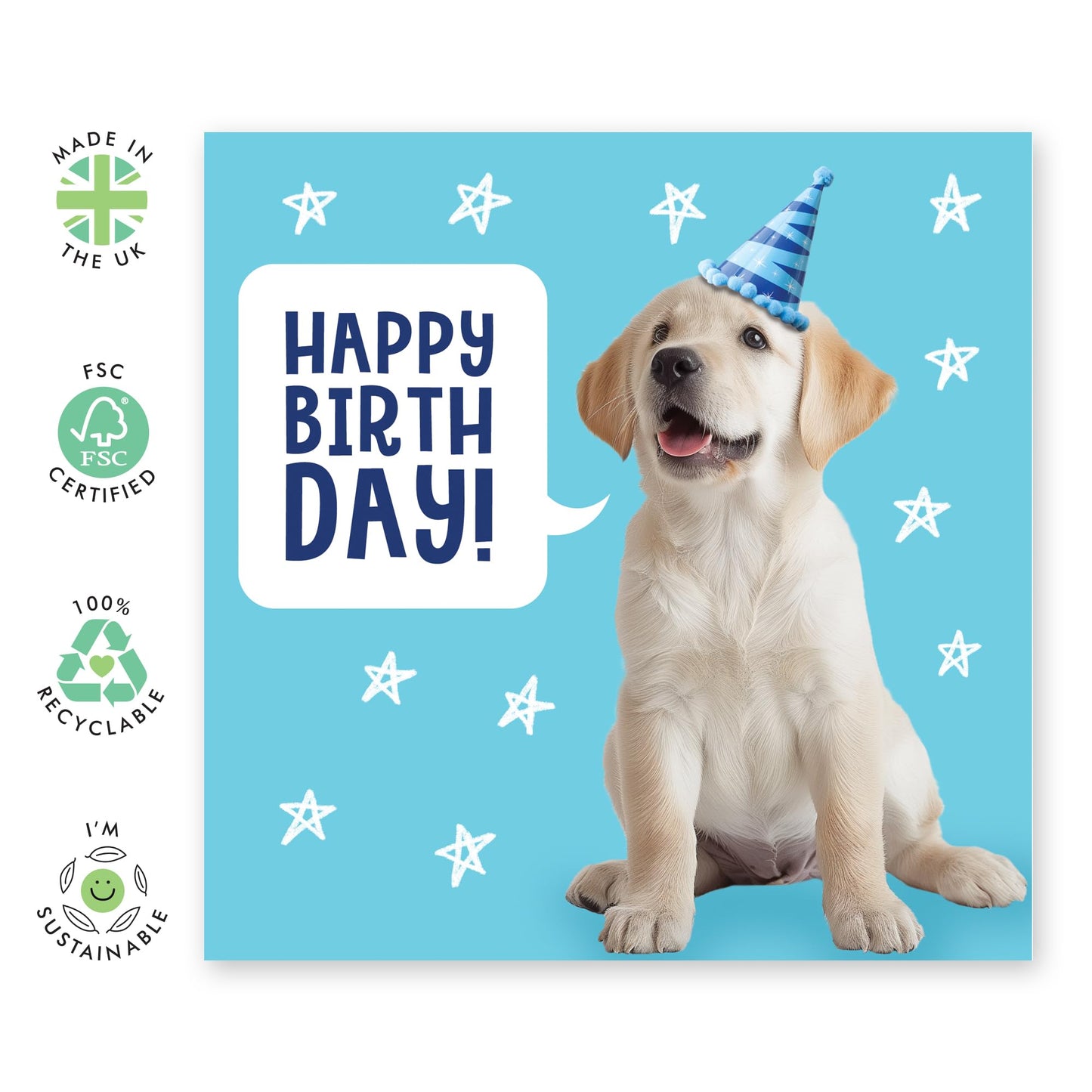 Birthday Greeting Card - 'BIRTHDAY DOG SPEECH BUBBLE' - Perfect for Celebrating with a Fun Canine Twist - Ideal for Dog Lovers & Adding a Unique Touch to Birthdays - Comes With Stickers By Central 23