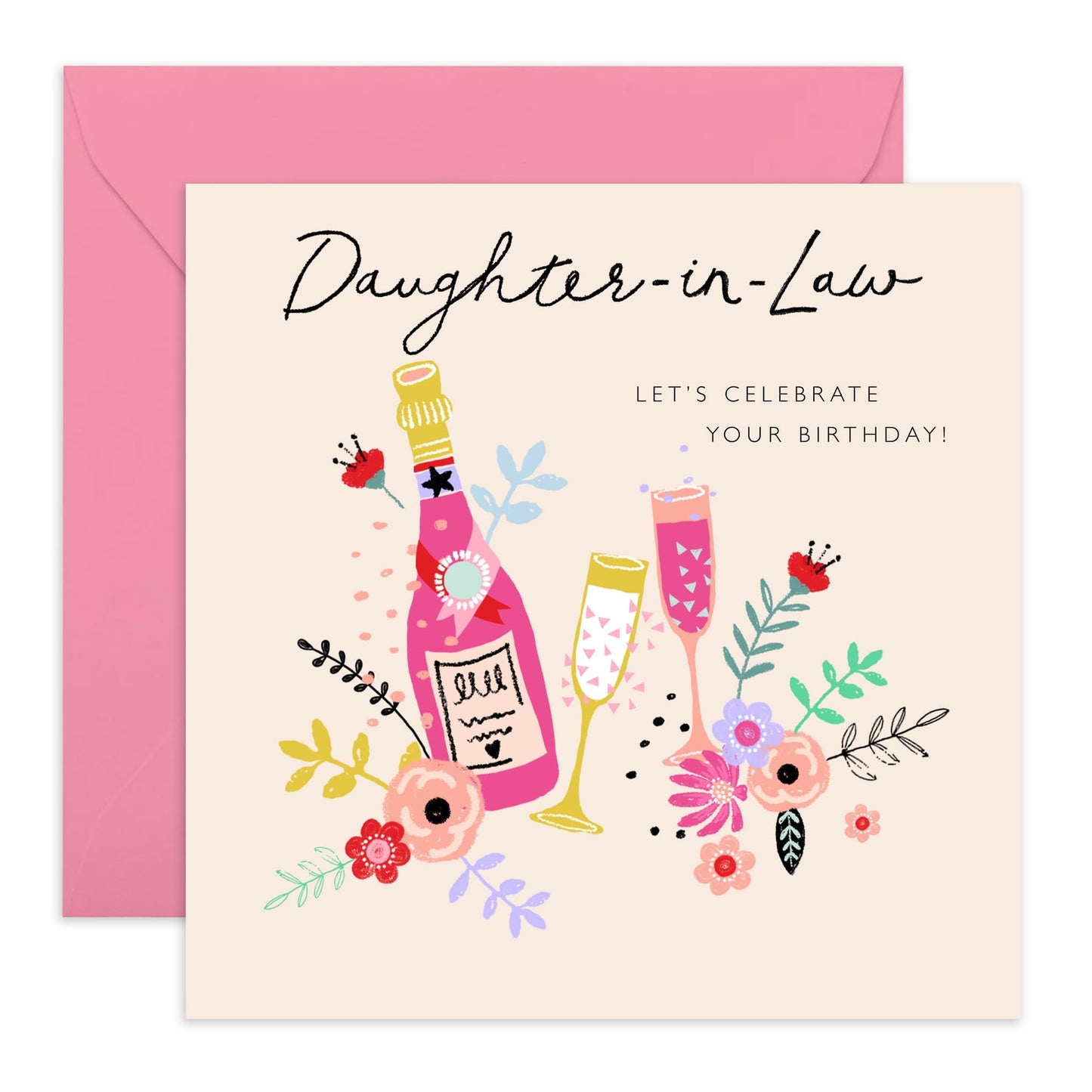 Birthday Card For Daughter In Law - Champagne Celebration - Sweet Greeting Card For Women - Gifts For Daughter-in-law - Comes With Cute Stickers - By Central 23