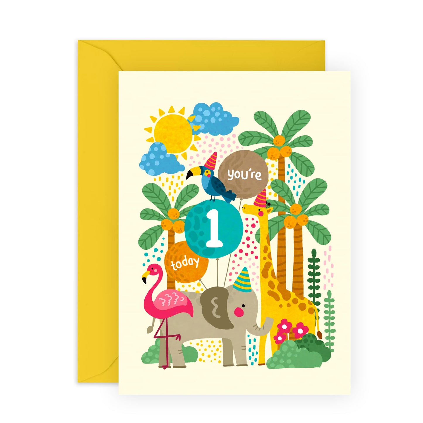 Central 23 1st Birthday Card For Boys Girls - Wild Animals Age 1 - Happy First Birthday Greeting Card - One Year Old Baby - Son Daughter - From Mum Dad - Birthday Card Toddler - Comes With Stickers