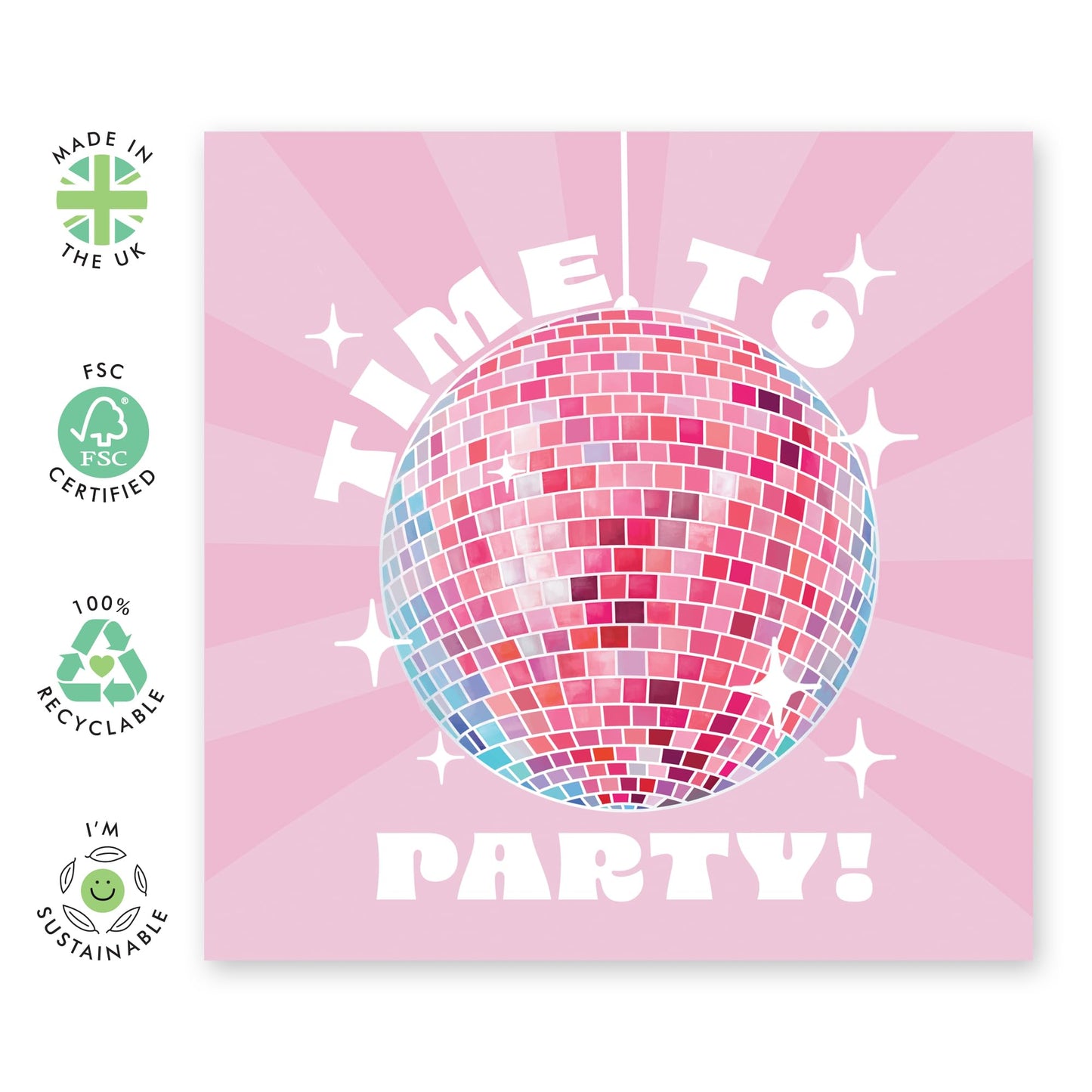 Best Friend Birthday Card - Time To Party - Party Celebration Gifts For Her - Greeting Cards For Women Sister Aunt Mum - Birthday Card Retro - Comes With Fun Stickers By Central 23