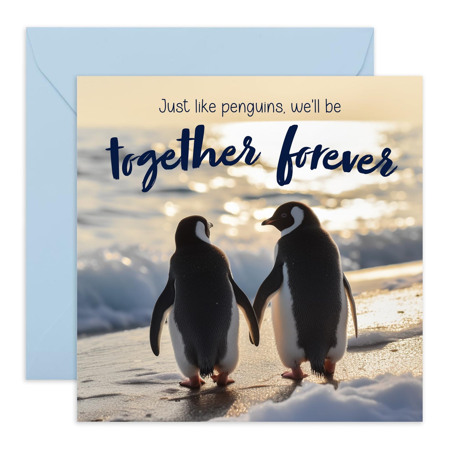 Valentines Day Card Girlfriend Boyfriend - We'll Be Together Forever Penguins - Anniversary Card Couple - Greeting Cards Fiance - Husband Wife - Greeting Cards - Comes With Fun Stickers By Central 23