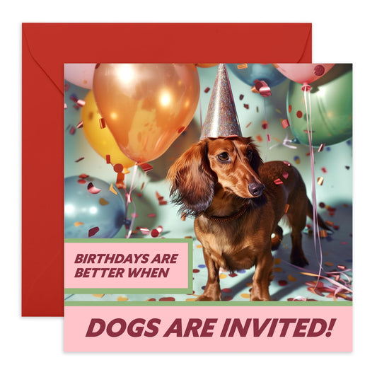 Dog Birthday Card - Hard To Contain Birthday Excitement - Gift For Fur Parents Dog Mum Or Dad - Funny Birthday Cards For Men Women - Greeting Cards From Pet - Comes With Stickers - By Central 23